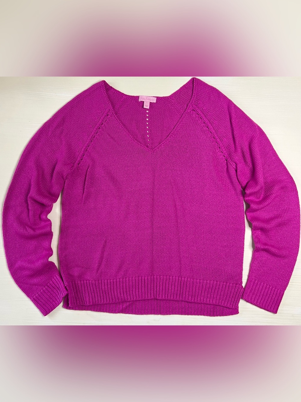 Vintage Lilly Pulitzer Fuchsia V-Neck Sweater